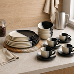 Load image into Gallery viewer, Black and White Ceramic Set- 16 PCS