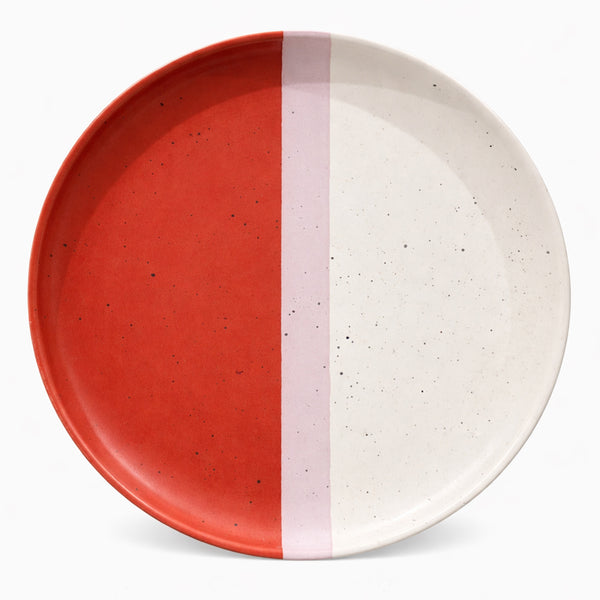 8.5" Collar Plate Matte White and Matte Maroon with Sprinkles