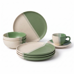 Load image into Gallery viewer, Green and White Ceramic Set