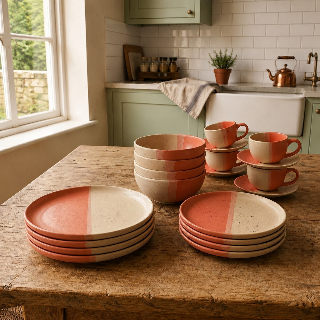 Pink and White Ceramic Set