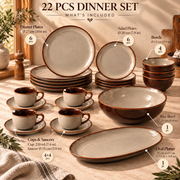 Reactive White Dinner Set - 22PCS