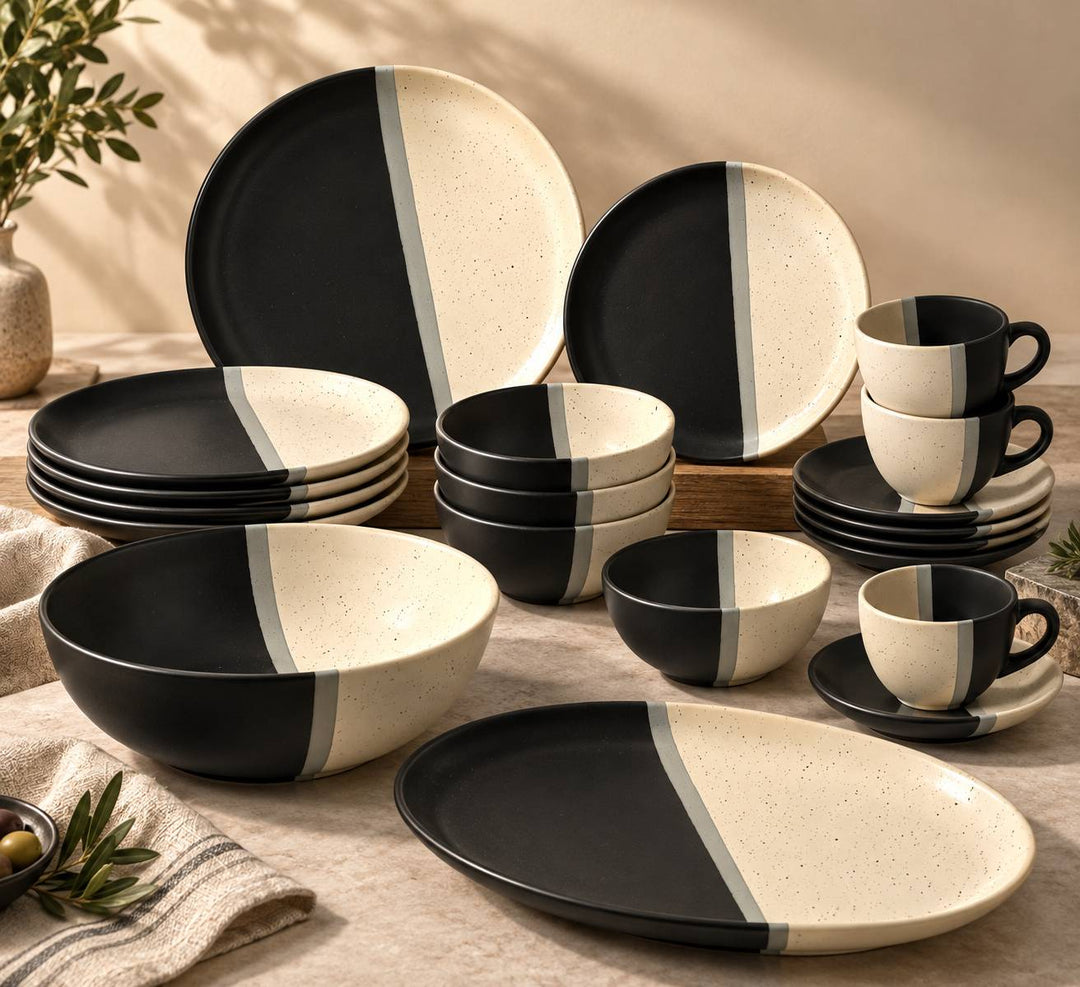Black & White Dinner Set - 22PCS