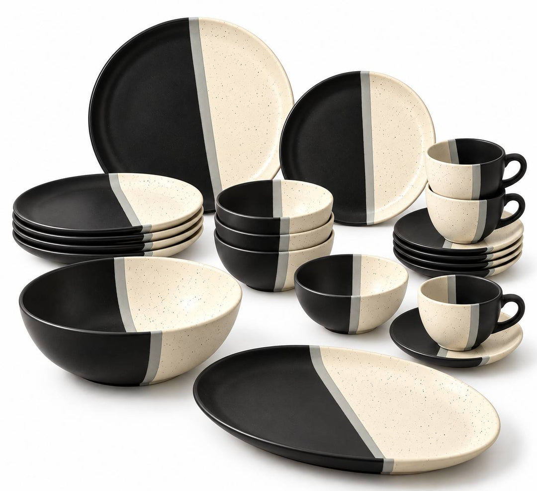 Black & White Dinner Set - 22PCS