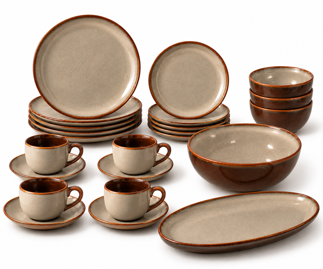 Reactive White Dinner Set - 22PCS