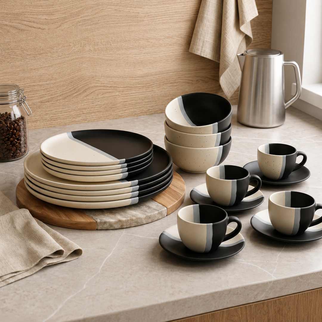 Black and White Ceramic Set- 16 PCS