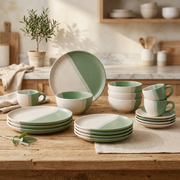 Green and White Ceramic Set
