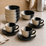 Load image into Gallery viewer, Black and White Ceramic Set- 16 PCS