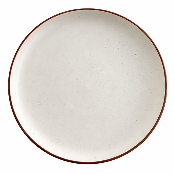 10.5" Collar Plate Matte White with Brown Sprinkle and Brown Border