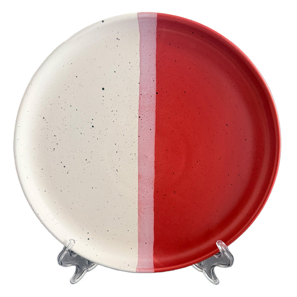 10.5" Collar Plate Matte White and Matte Maroon with Sprinkles