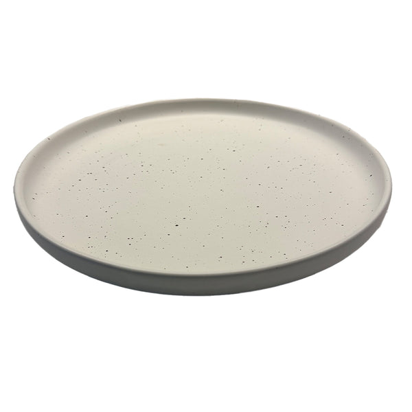 10.5" Collar Plate Matte White with Brown Sprinkle